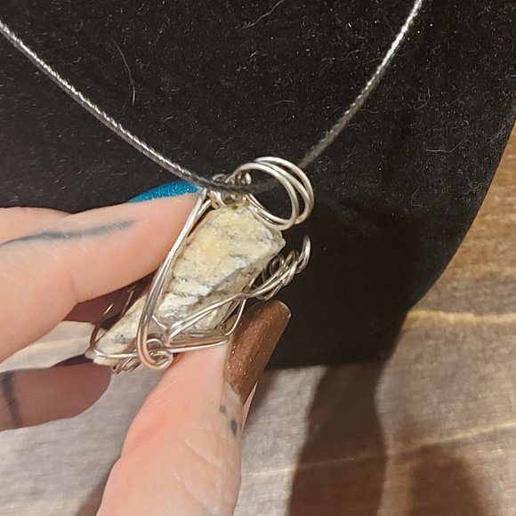 Wire Wrapped Sun Peaks Granite Rock Pendant - Picture 5 of 8